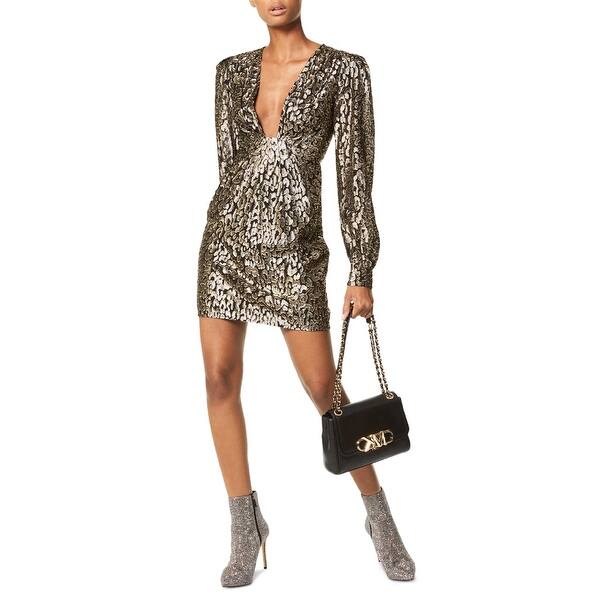 metallic jacquard dress michael kors Michael Kors Collection Dress 10 Gold Metallic Jacquard Sheath Womens Cocktail