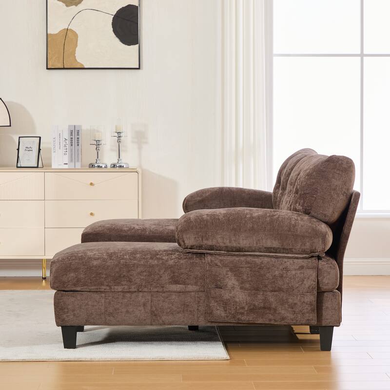 103.5" Chenille Fabric Couch U-Shaped Sectional Sofa with Dual Chaise Lounges, Storage Pockets and Armrest Pillows