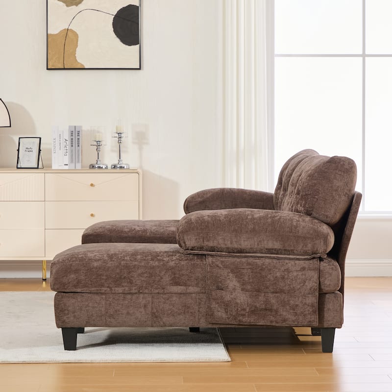 Roomfitters U-Shaped Chenille Sectional Sofa with Dual Chaises, Armrest Pillows and Storage Pockets for Living Room