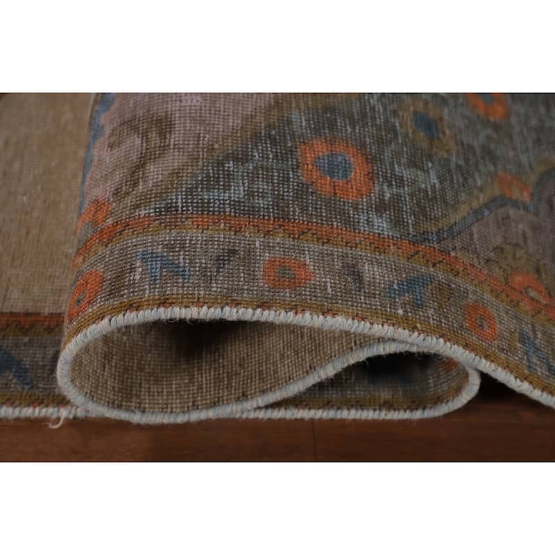 Distressed Tabriz Persian Antique Rug Hand-Knotted Wool Carpet - 7'1" x 10'11"
