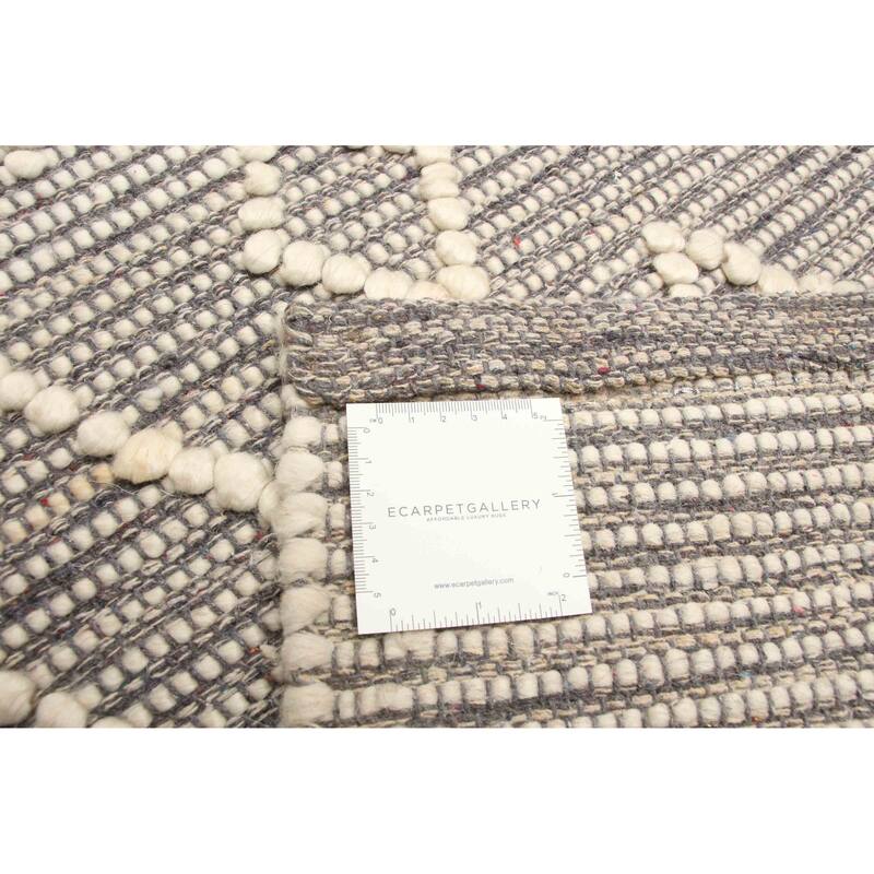 ECARPETGALLERY Braid weave Sienna Grey Wool Rug - 5'0 x 8'5