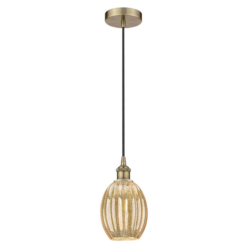 Innovations Lighting Endless Possibilities Edison - Preston - 1 Light 6" Bulb Shade Cord Hung Mini Pendant - Antique Brass/Mercury