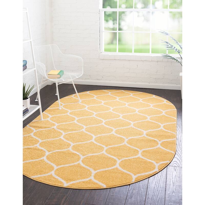 Contemporary Rosilan Collection Area Rug - 7'10"x10' Oval - Yellow