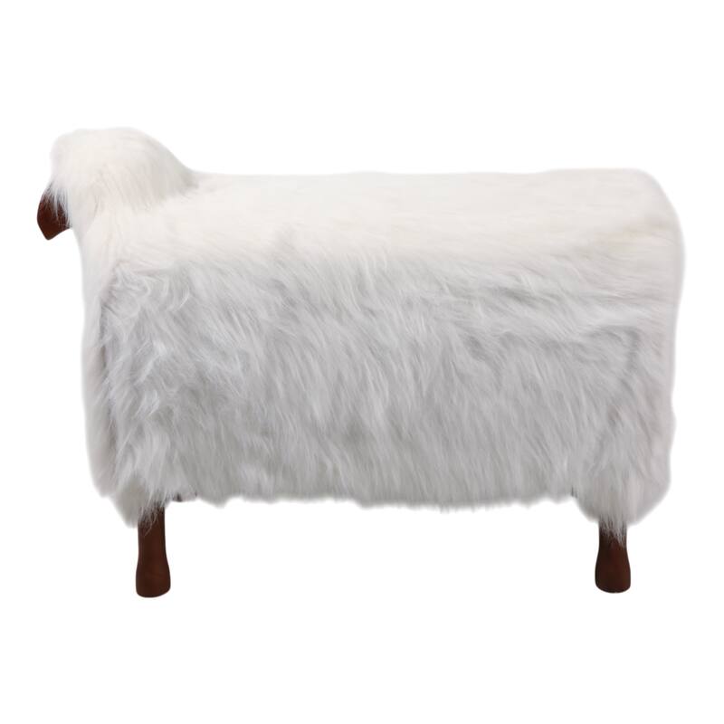 Faux Fur Wood Decorative Figurine Fuzzy Sheep Accent with Casual Style - 45" x 17.75" x 32.75"