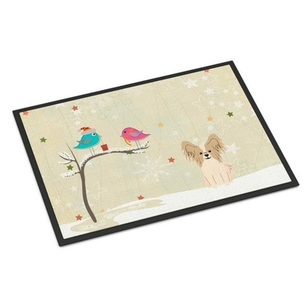 Carolines Treasures BB2549MAT Christmas Presents Between Friends Papillon Sable White Indoor or Outdoor Mat 18 x 0.25 x 27 in.