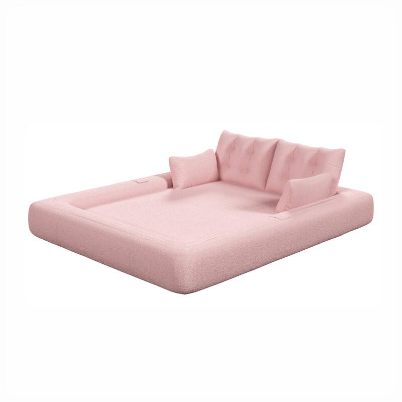 GDFStudio - Teddy Fabric 78.7" Multi-Functional Foldable Sofa Bed