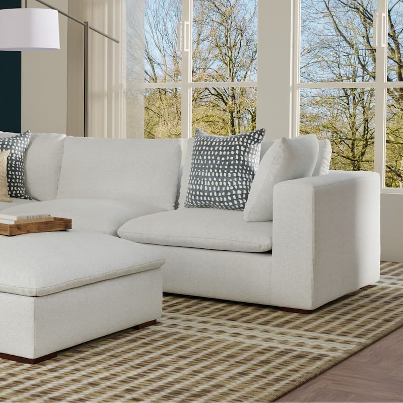 WyndenHall Marlee Right-Arm Sofa Module in Velvety Chenille Performance Fabric - Cloud Grey