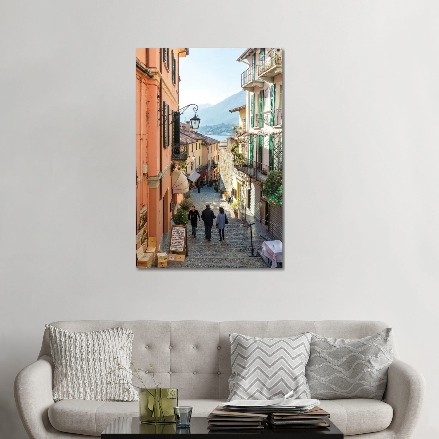 Bellagio Street Aquarelle Throw Pillow