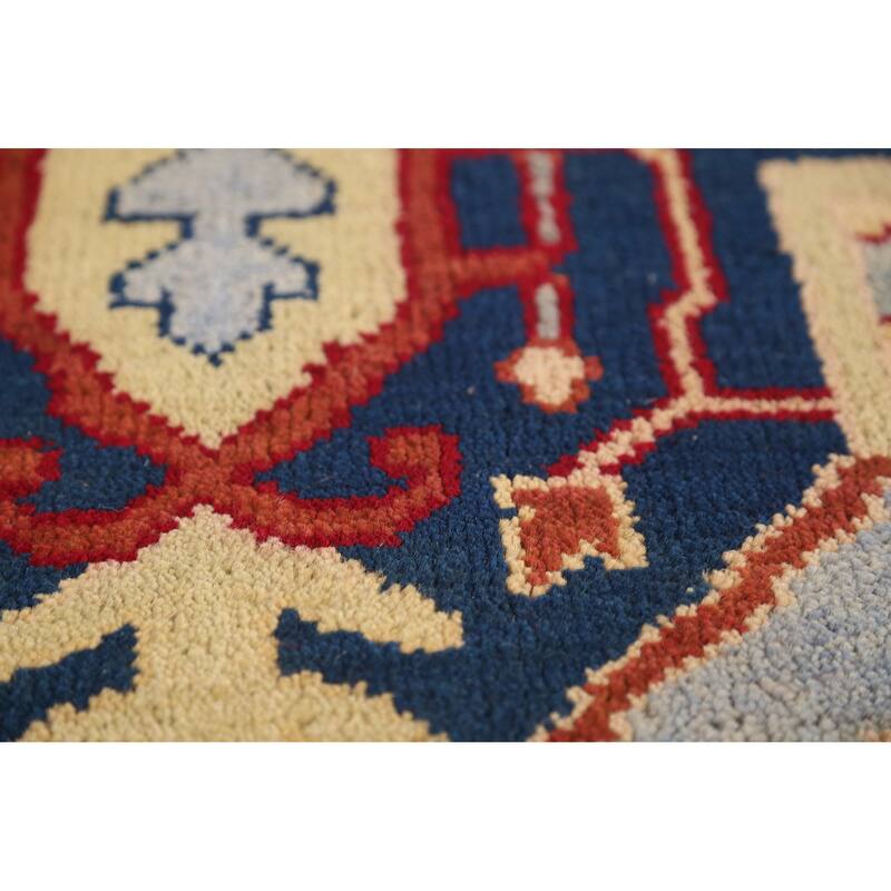 Blue & Orange Heriz Serapi Indian Area Rug Handmade Wool Carpet - 9'0" x 11'9"