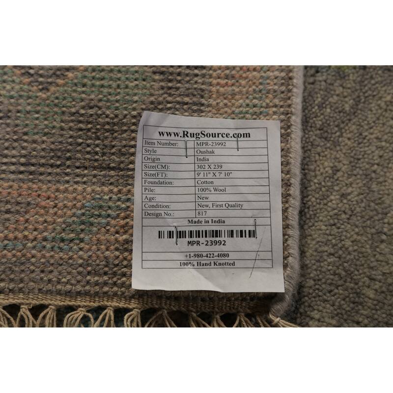 Oushak Indian Area Rug Hand-Knotted Wool Carpet - 7'10"x 9'11"