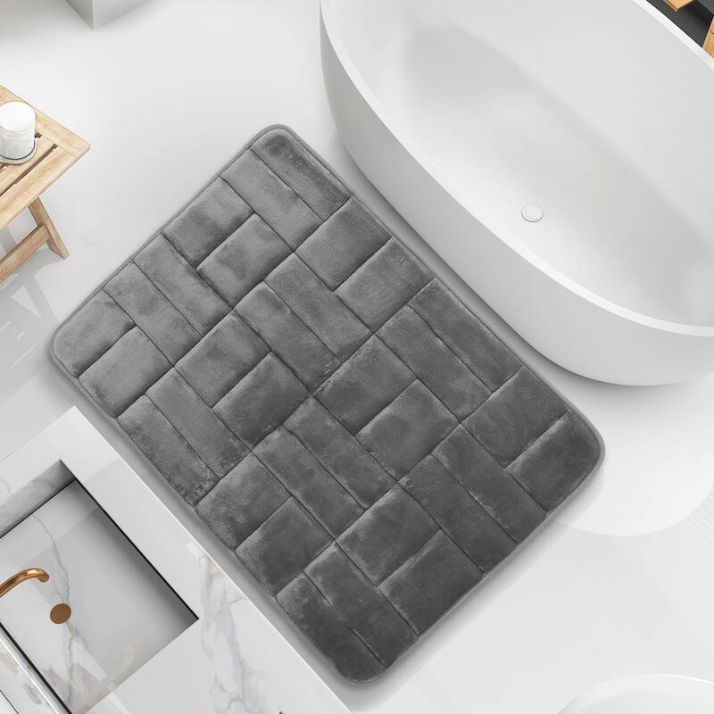 Clara Clark Ultra Soft Non Slip and Absorbent Bath Rug - Tiled Velvet Memory Foam Bath Mat