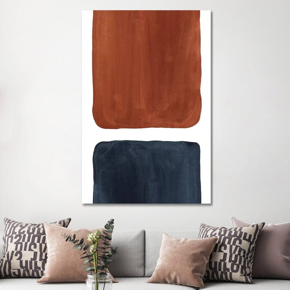 iCanvas "Navy Blue And Terracotta Geometric Watercolor" by Whales Way Canvas Print