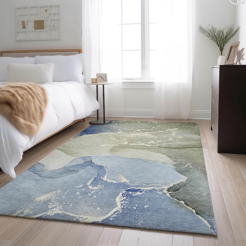 Premium Washable Super Soft Abstract Flow Contemporary Mayfield Rug - Blue - 8' x 10' - Rectangle