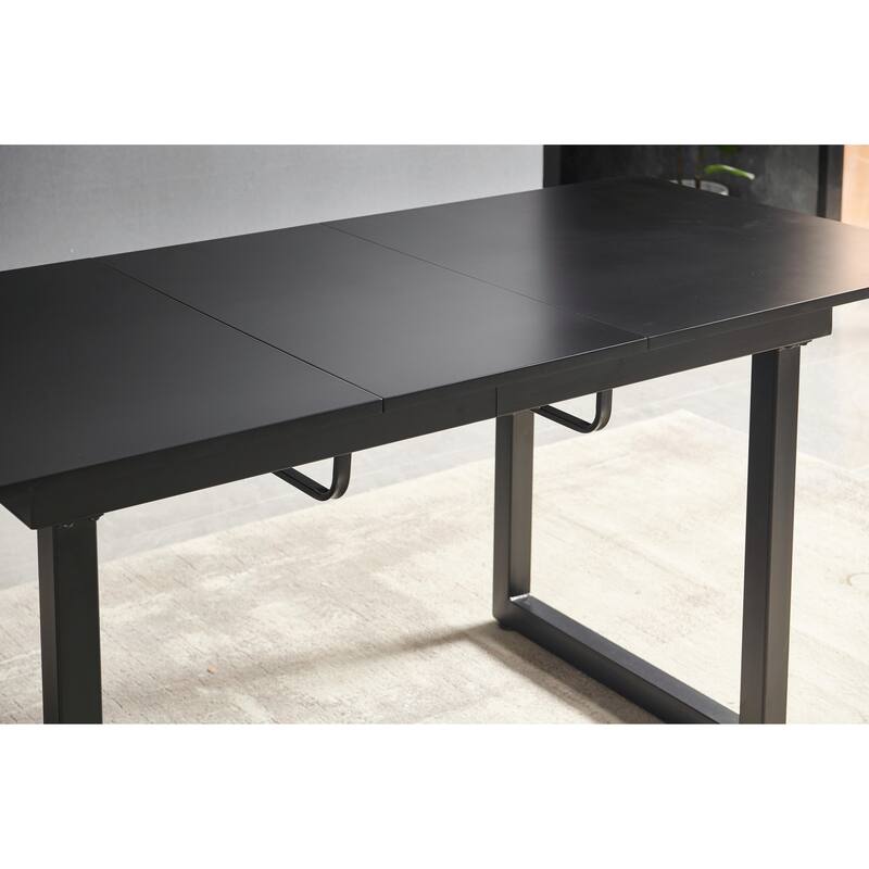 Square Extendable Dining Table with Metal Legs - Modern Space-Saving Kitchen Table