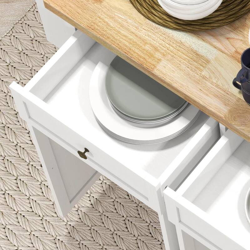 Modern Rolling Kitchen Island Cart with Spice Rack