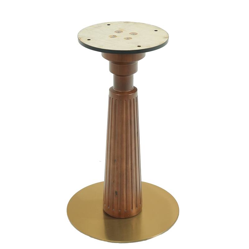 33" Retro Round Side Table, Glass & Sintered Stone Tabletop Dining Table with Solid Wood Pedestal