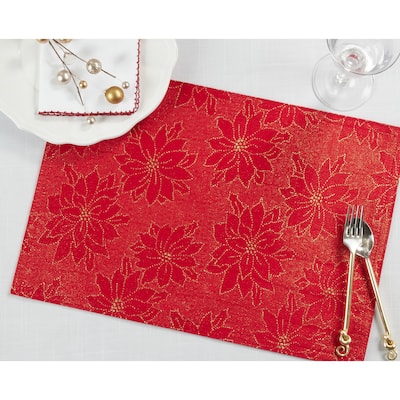 Christmas Placemats With Poinsettia Design (Set of 4)