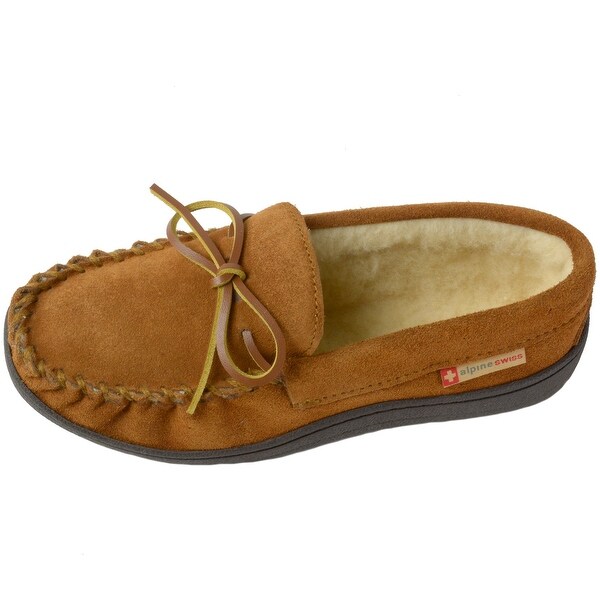 alpine swiss womens suede moccasin slippers