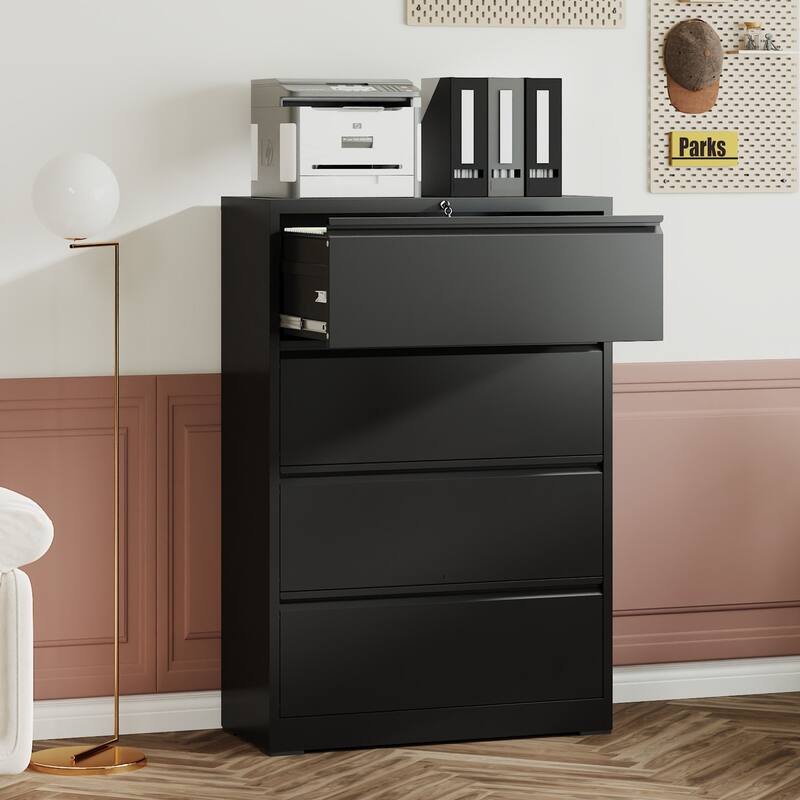 4 Drawer Lateral File Cabinet with Lock