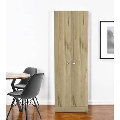 HomeRoots 71" Oak Wood Pantry Or Storage Closet - 23.6' X '70.8' X '11.8
