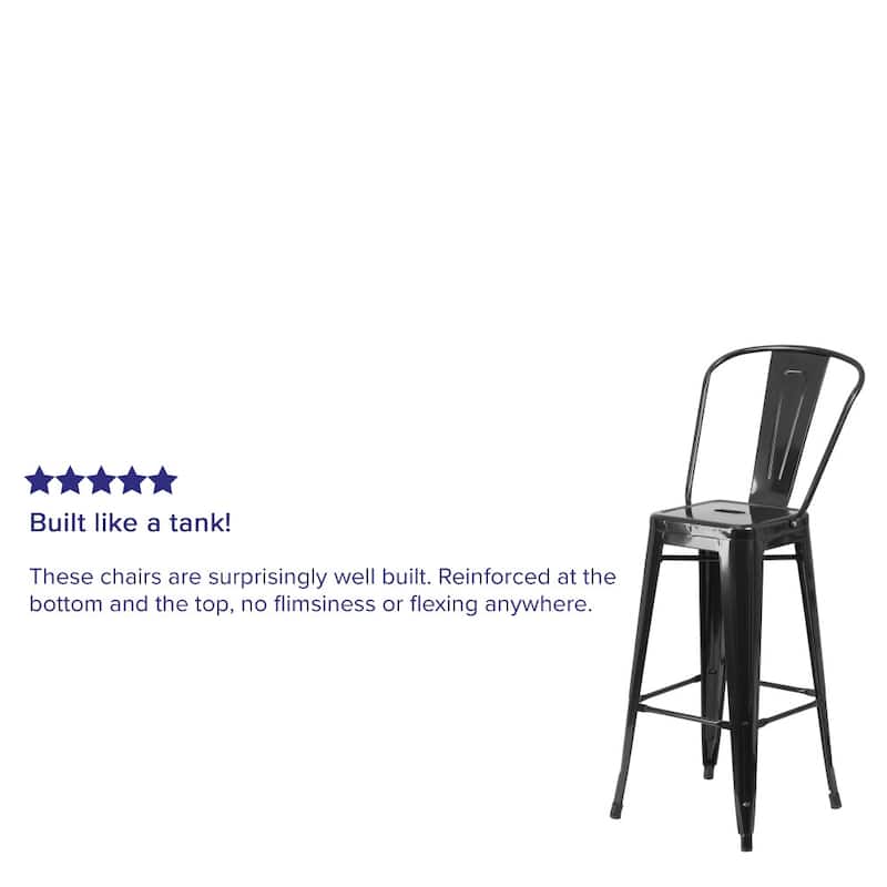 30'' High Metal Indoor-Outdoor Barstool with Back