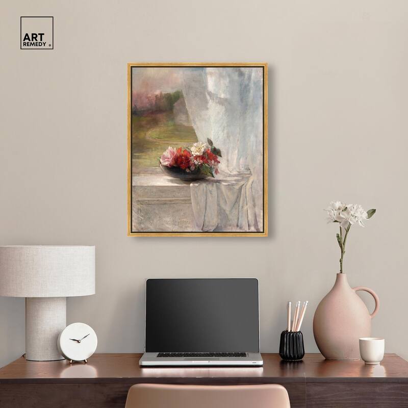 Flowers on a Window 1861 Canvas by Art Remedy