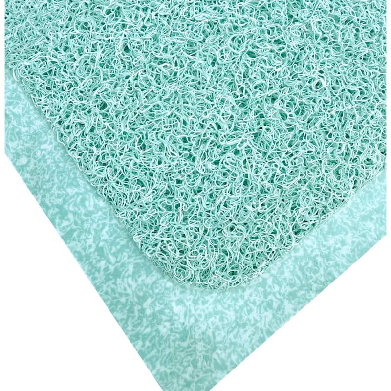Turquoise Blue Loofah Shower Tub Mat With Non-Slip Suction Cups - 29" x 17"