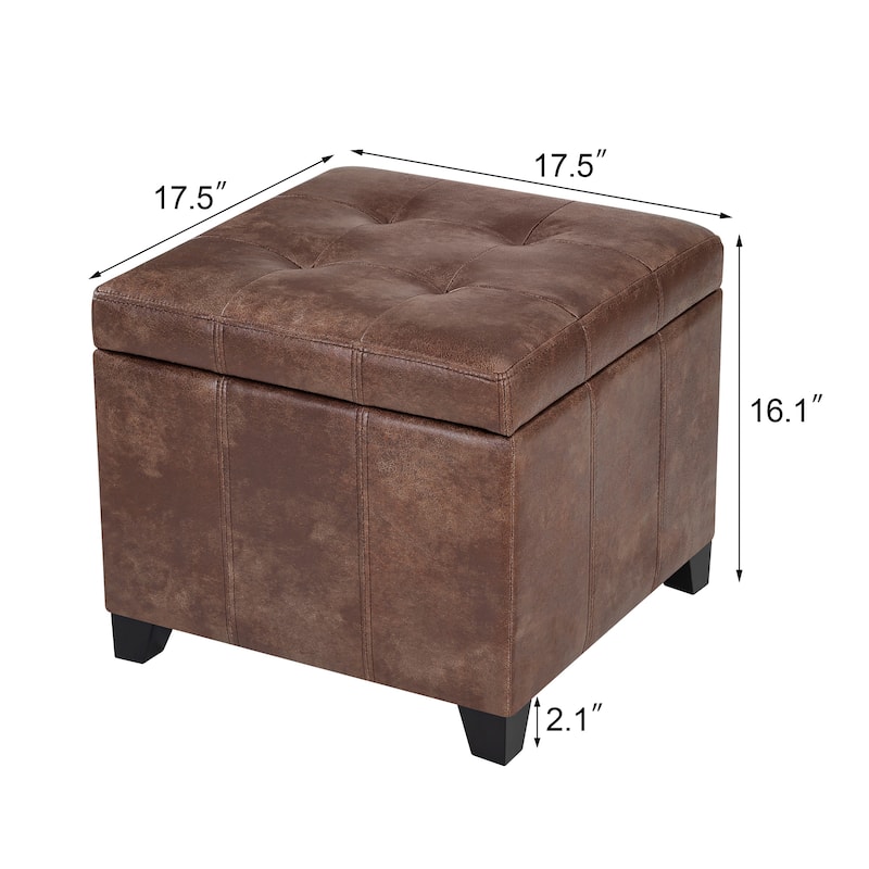 Adeco Versatile Faux Leather Storage Ottoman