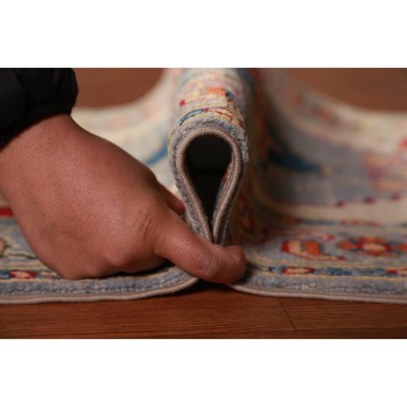 Traditional Kazak Oriental Rug Hand-Knotted Blue Wool Carpet - 2'0"x 3'0"