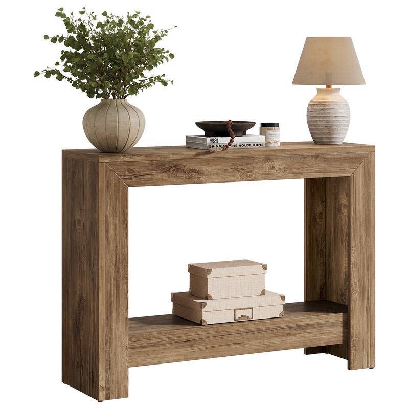 41.34-inch Rectangle Wood Console Table Simple Geometric Entryway Accent Table