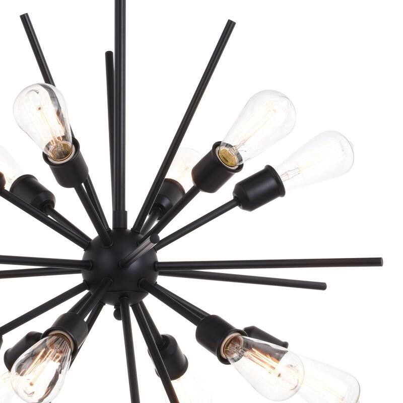 Sputnik Chandelier 12 Light Black Pendant Light Mid Century Modern Ceiling Light Fixture 27.5 Inch