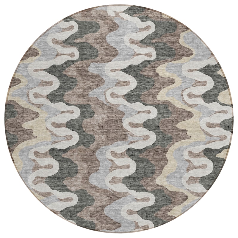 Machine Washable Indoor/ Outdoor Chantille Abstract Ripples Rug
