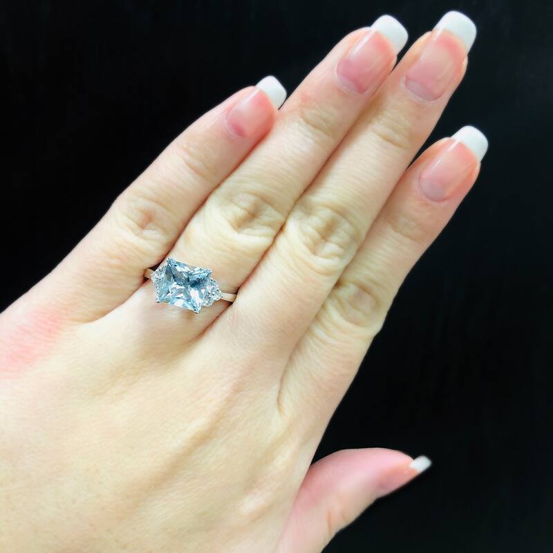 Auriya 1 7/8ct Princess-cut Aquamarine and Diamond Engagement Ring 1/3ctw 14k Gold