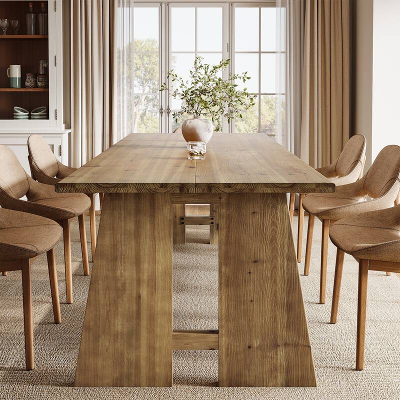 70.9" Solid Wood Dining Table, Kitchen Table for 6-8 with Unique Base