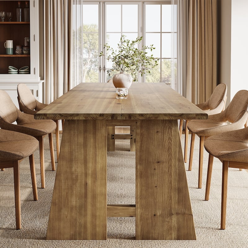 70.9" Solid Wood Kitchen Dining Table with Unique Base