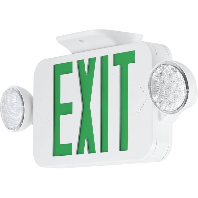Progress Lighting Exit Signs Green LED Exit Sign with Flood Lights - White