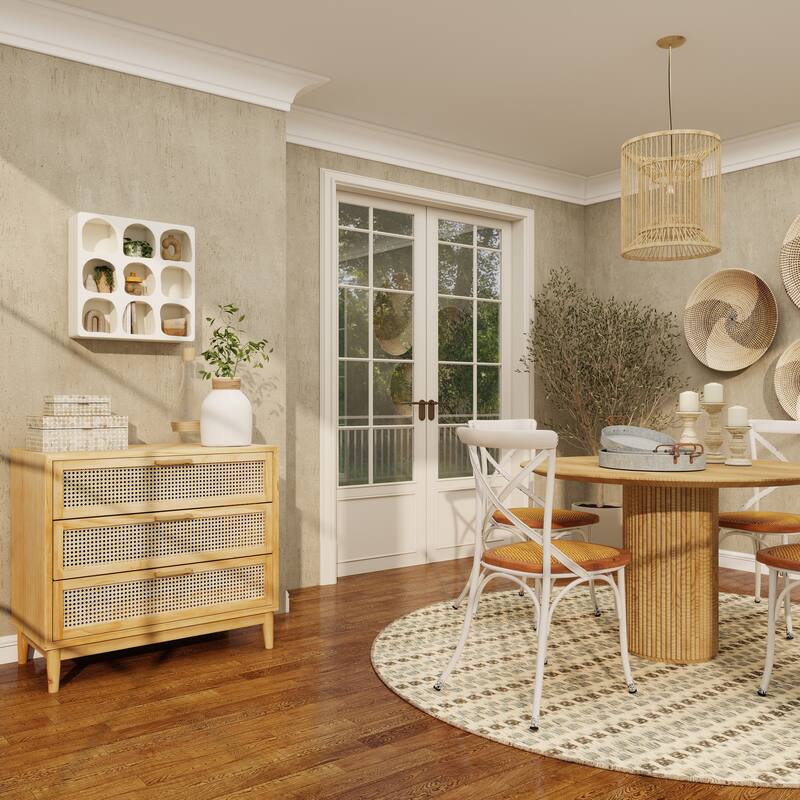 Cream or Black Wood 9 Shelf Geometric Room Wall Shelf