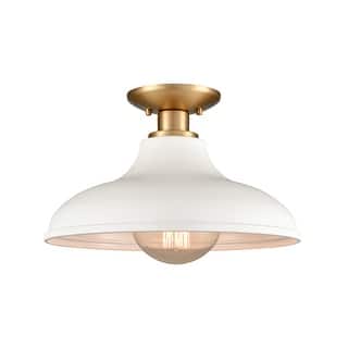Elk Home Grenville Brushed Gold With White Shade 1 Light Semi Flush