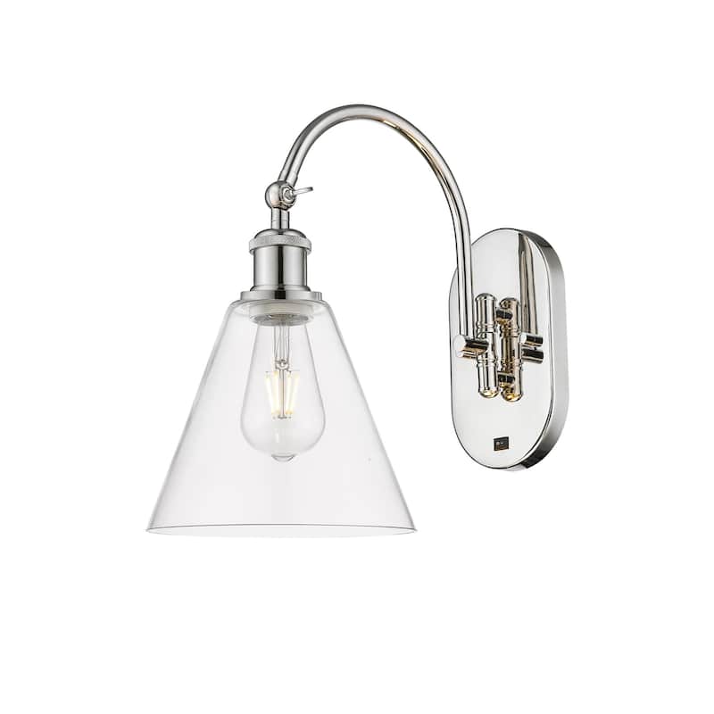 Innovations Lighting 518-1W-14-8 Berkshire Sconce Berkshire 14" Tall - Polished Nickel / Clear