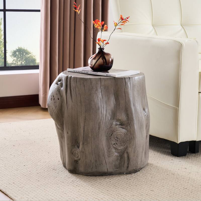 Christopher Knight Home - Alder 16.54"H Outdoor Rustic Faux Wood Tree-Stump MGO Side Table, Fully Assembled - 17.32"