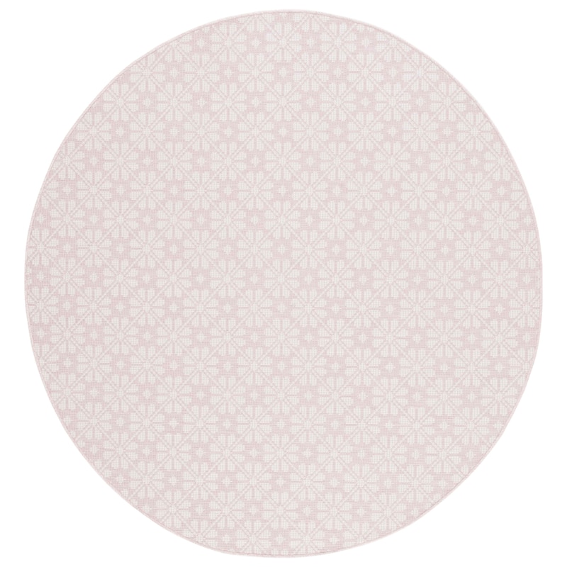 Martha Stewart by SAFAVIEH Matty Indoor/ Outdoor Rug - 6'5" Round - Pink/Ivory