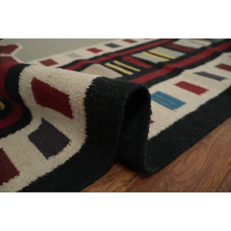 Hand Woven Oriental 100% Wool Carpet Southwestern Tribal Multi-Colored Kilim Area Rug - 10' 0'' X 9' 8''