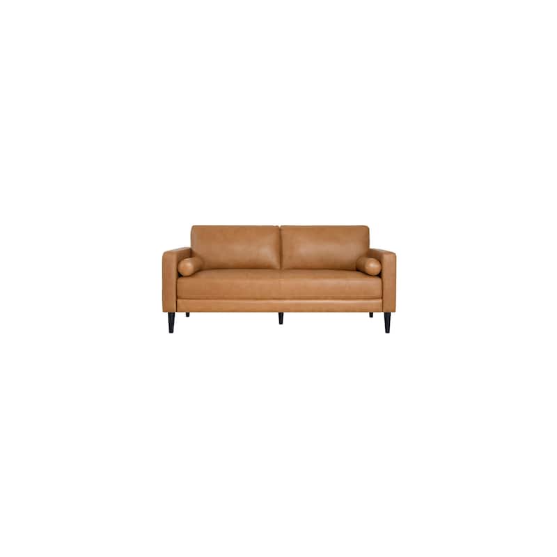 Marisa Genuine Oversized Mid-Century Leather Sofa, Wooden Legs Sectional Sofa, Superior Comfort for Living Room