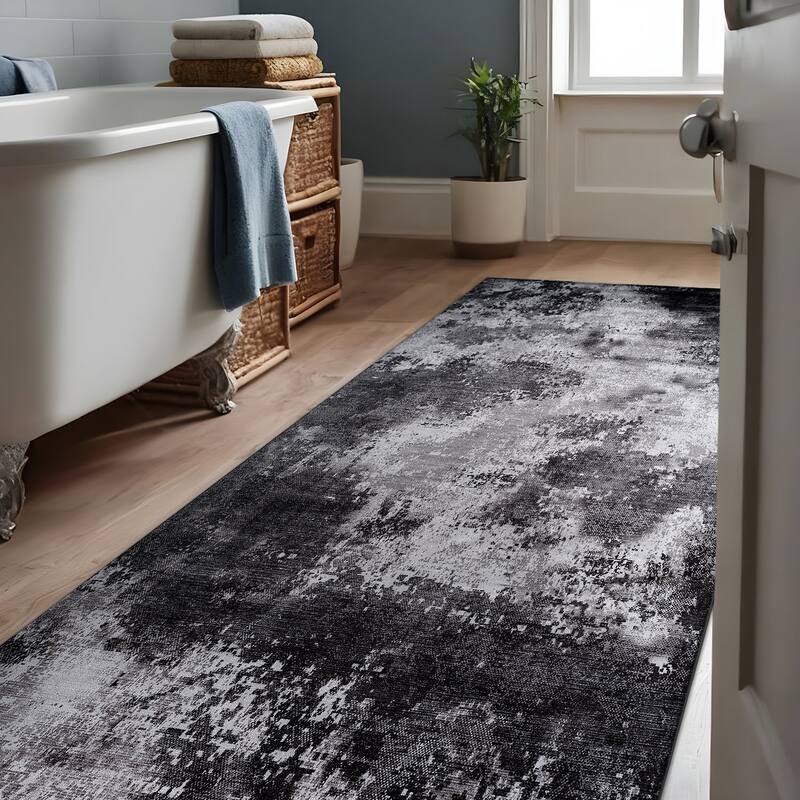 Beverly Rug Queen Abstract Non-Slip Rubber Back Washable Indoor Area Rug