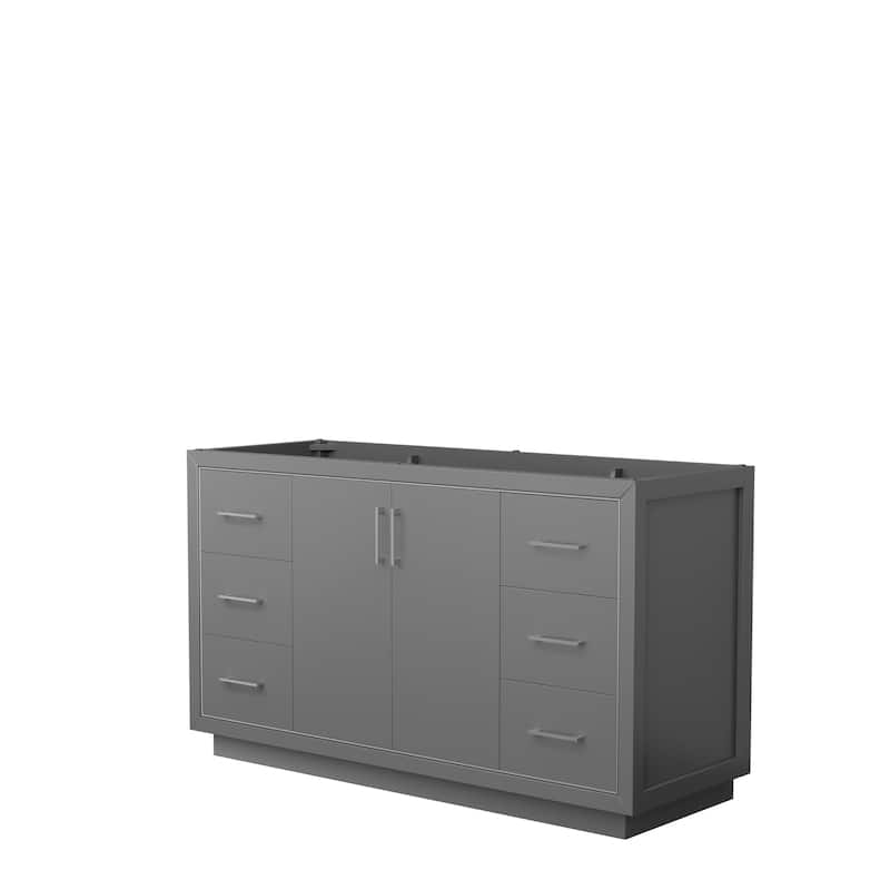 Icon Single Bathroom Vanity Cabinet, No Mirror - 60-Inch Single - Dark Gray, Brushed Nickel Trim, No Top