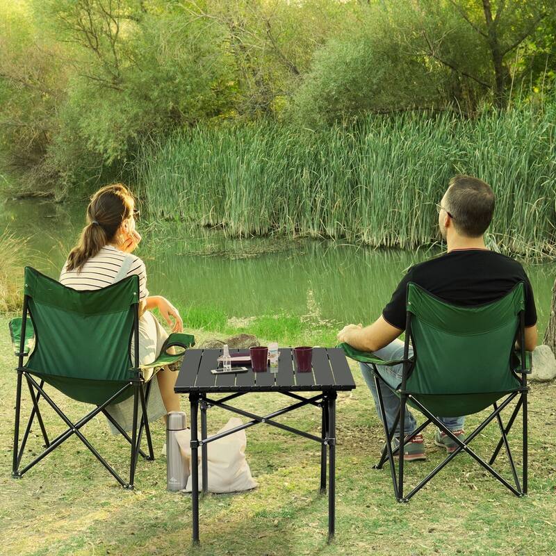 Black Tube Frame Heavy Duty Portable Folding Camping Table