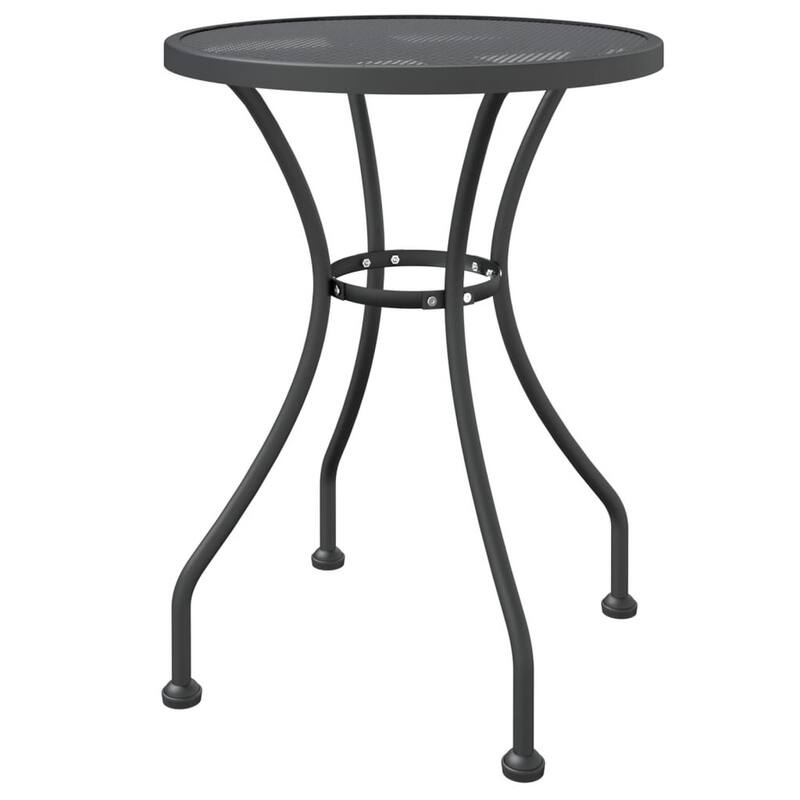 Outdoor Dining Breakfast Table, 28 Inch, Round Tabletop, Gray Metal
