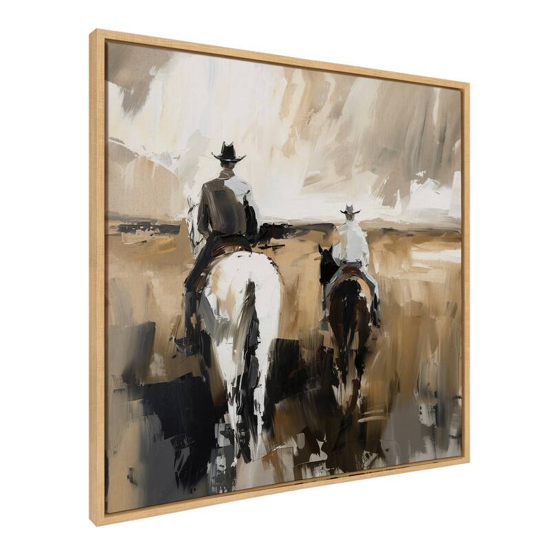Sylvie Western Cowboy Framed Canvas by Creative Bunch Studio - 30x30 - Natural