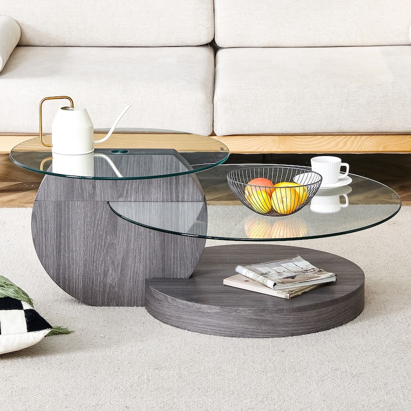 Modern and Practical Double-layer Round Coffee Table Sofa Side Table