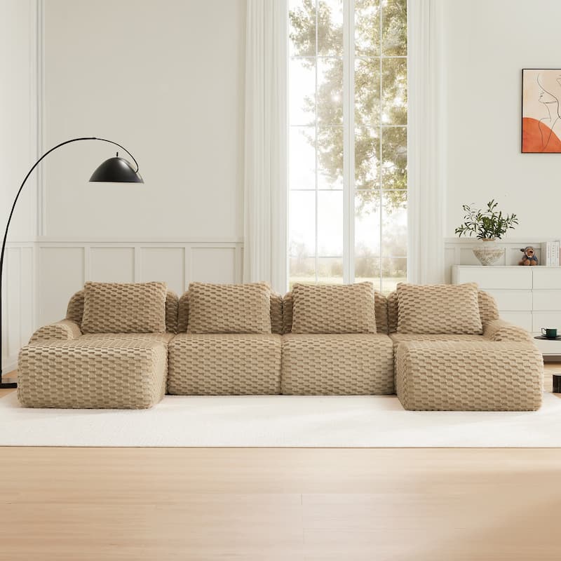 146" Modern L-Shaped Modular Sectional Sofa for Living Room,Oversized 4-Seater Couch,Boneless Sofa,Movable Ottoman